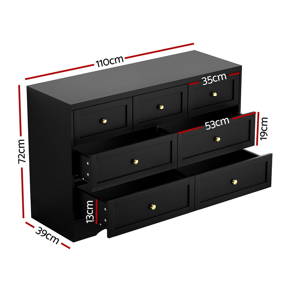 Renwick 7 Drawer Chest of Drawers, Black