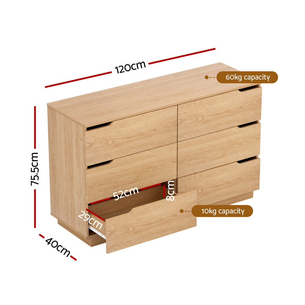 Wilton 6 Drawer Lowboy, Pine