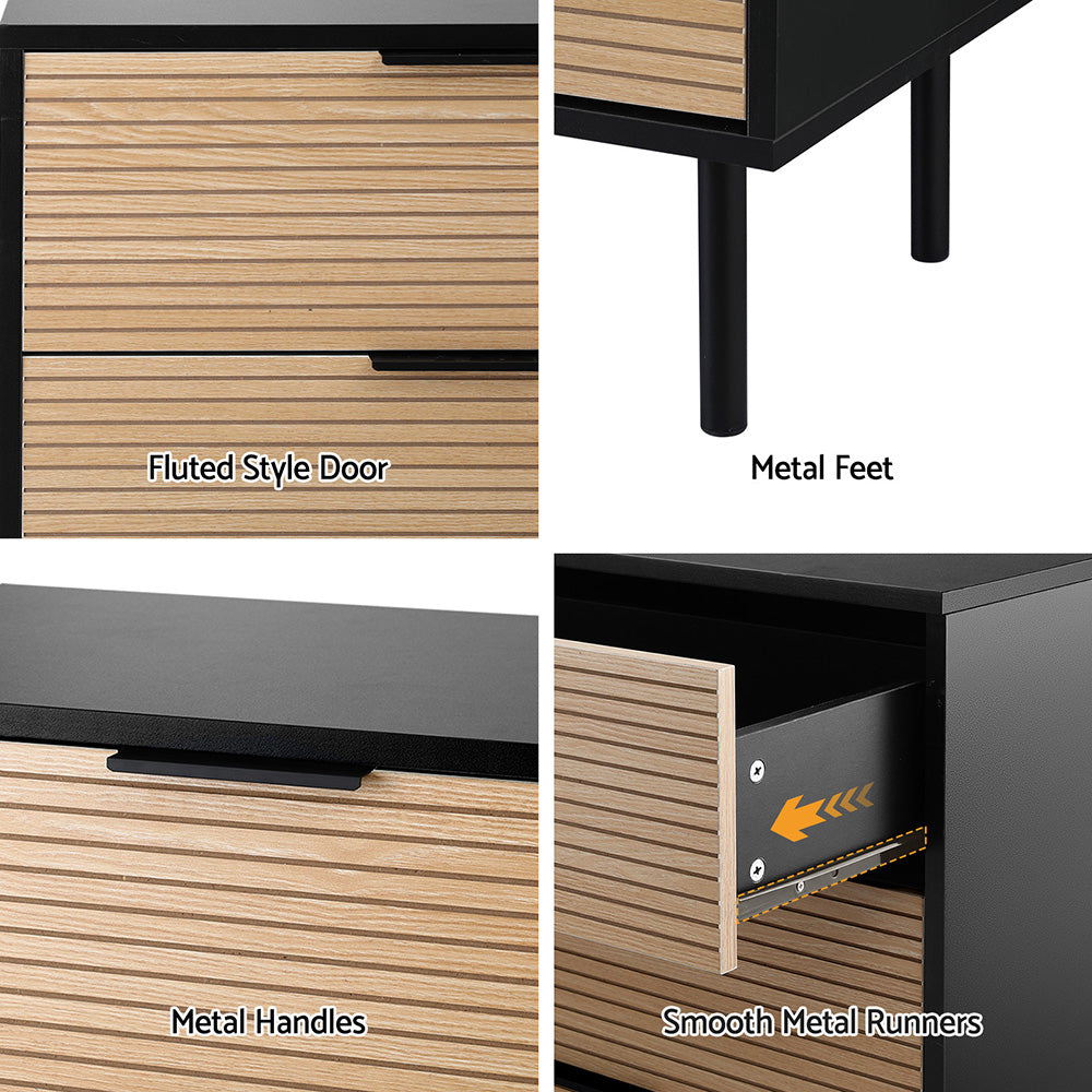 Marulan 6 Drawer Lowboy, Black and Pine