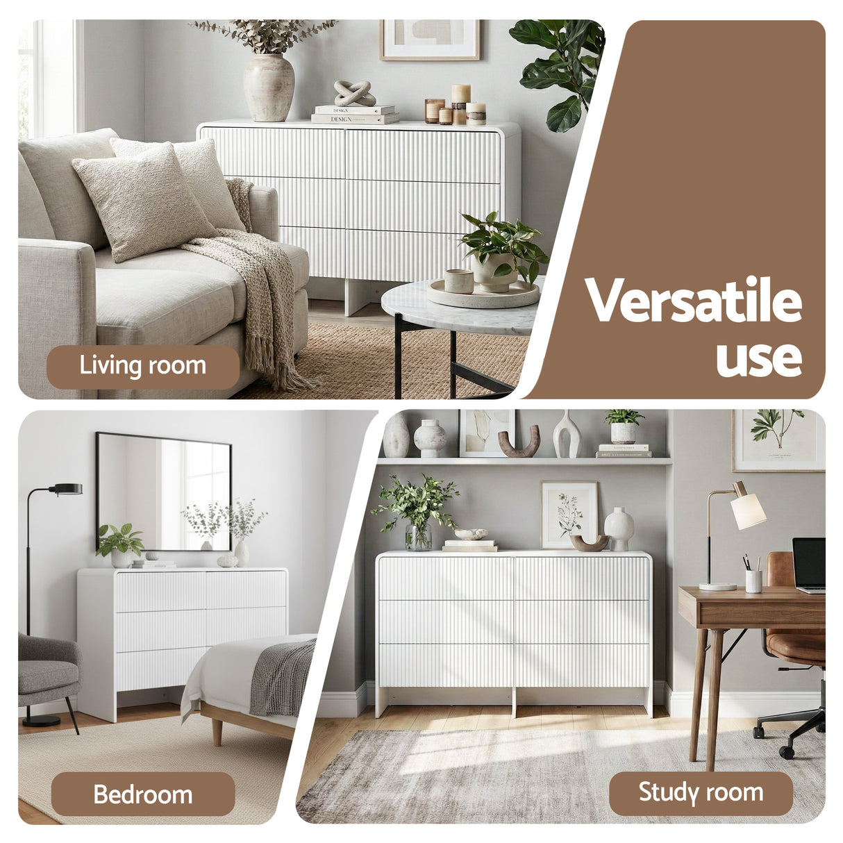Berrima 6 Drawer Lowboy, Beige view 8