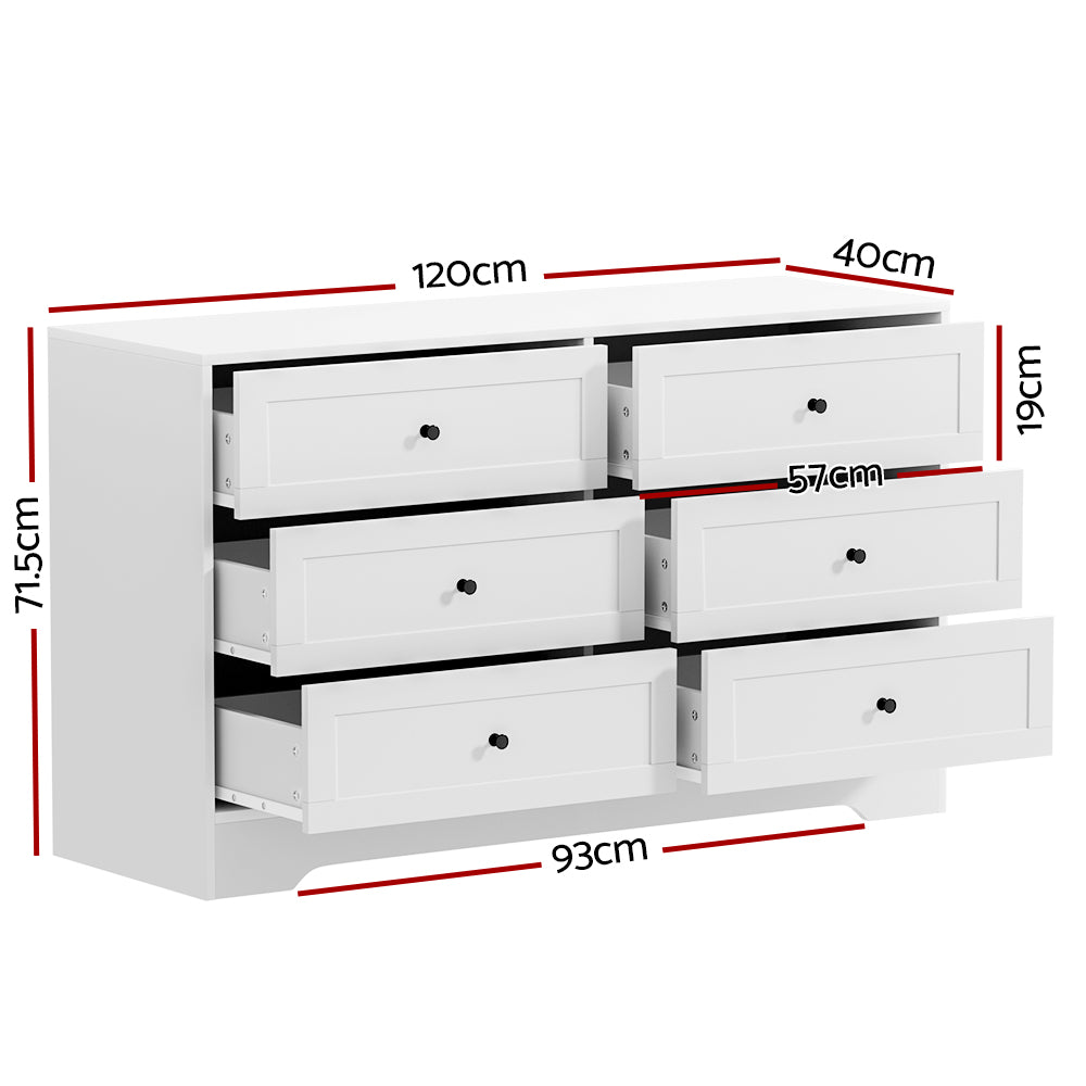 Mittagong 6 Drawer Lowboy, White view 3