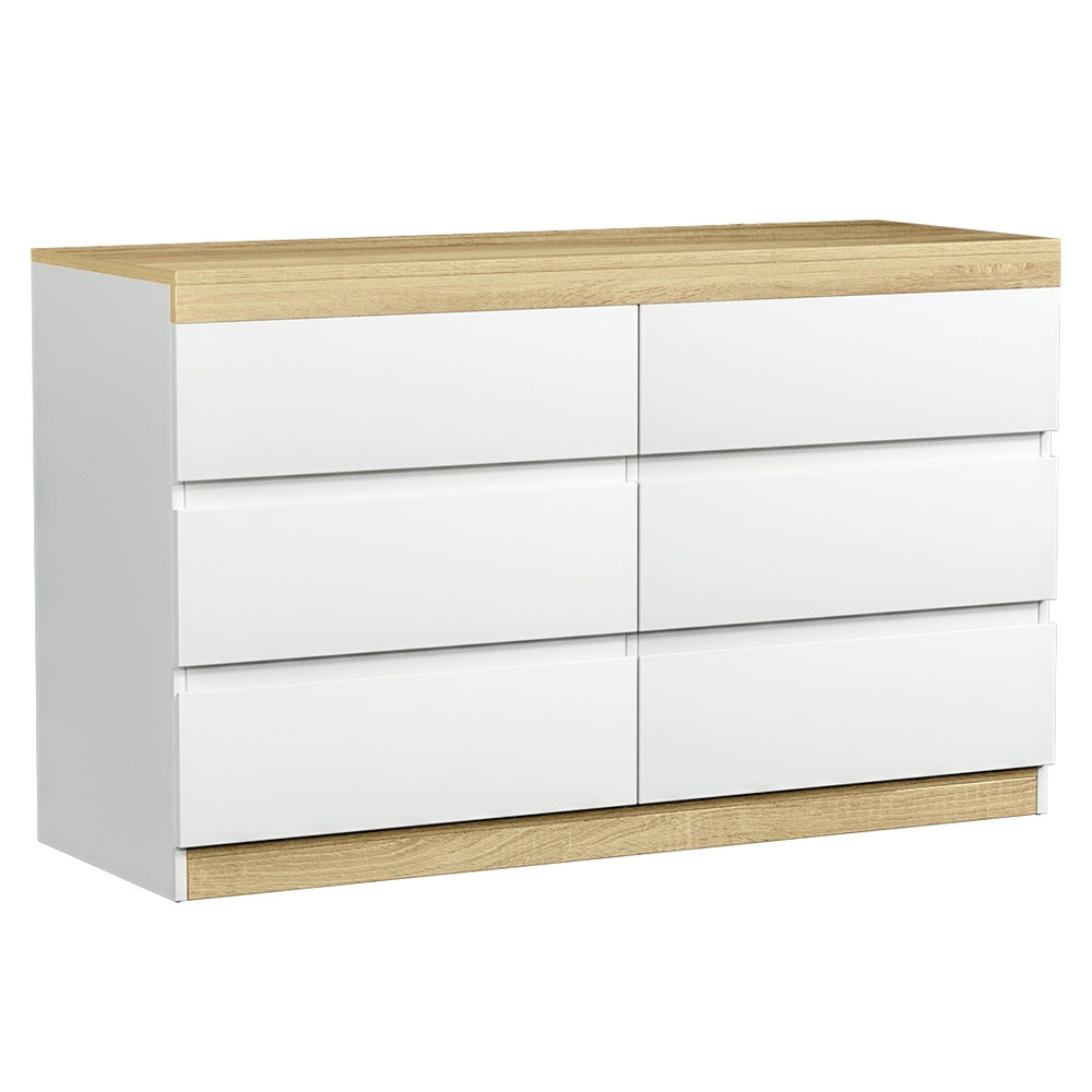 Mittagong 6 Drawer Lowboy, White and Oak view 7