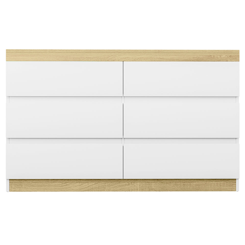 Mittagong 6 Drawer Lowboy, White and Oak view 3