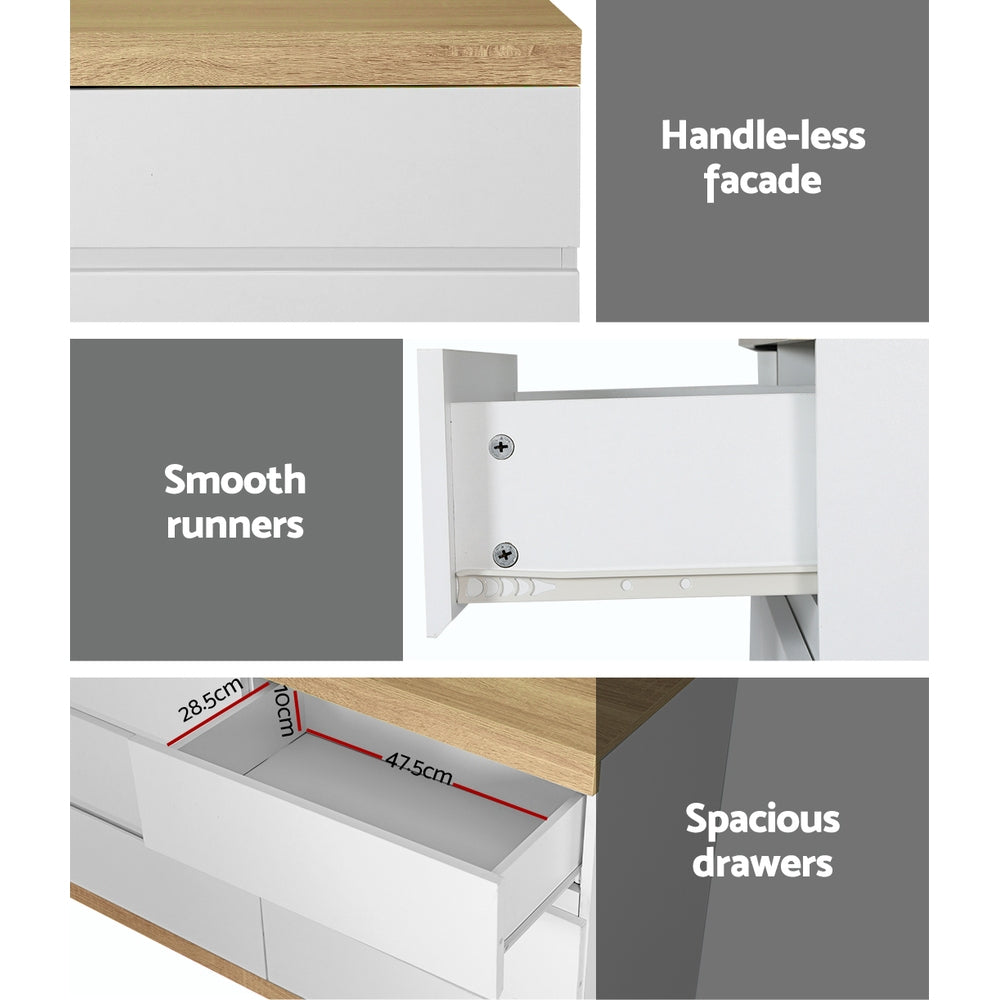 Mittagong 6 Drawer Lowboy, White and Oak view 6
