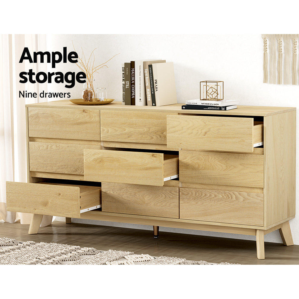 Kangaloon 9 Drawer Chest of Drawers, Pine