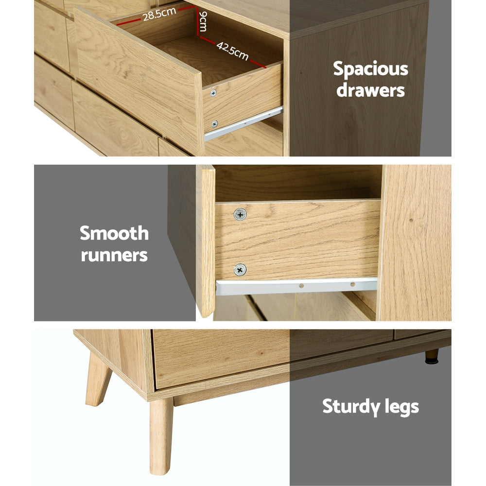 Kangaloon 9 Drawer Chest of Drawers, Pine