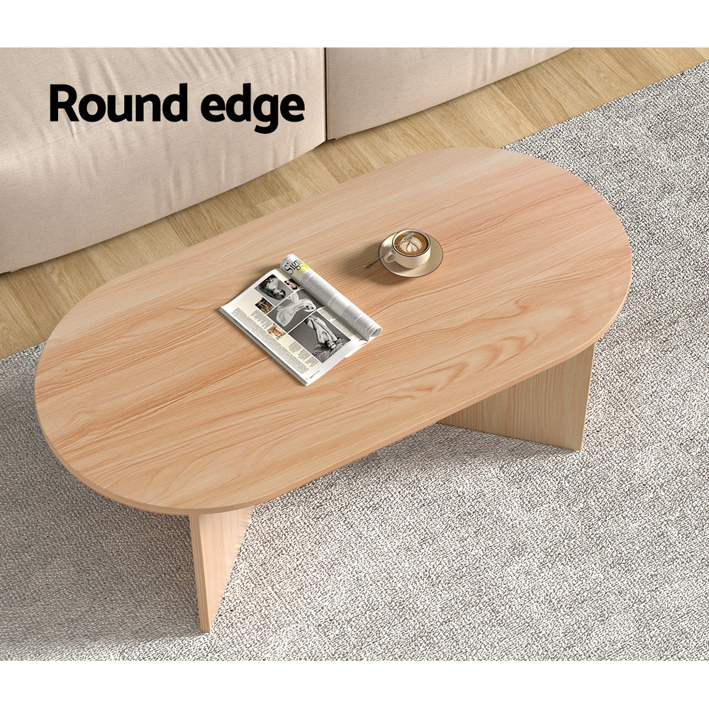Artiss Alva 110cm Oval Pine Coffee Table — Allure Home Collections