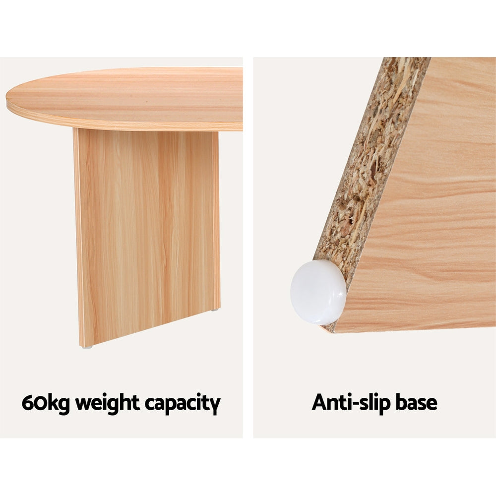 Artiss Alva 110cm Oval Pine Coffee Table — Allure Home Collections
