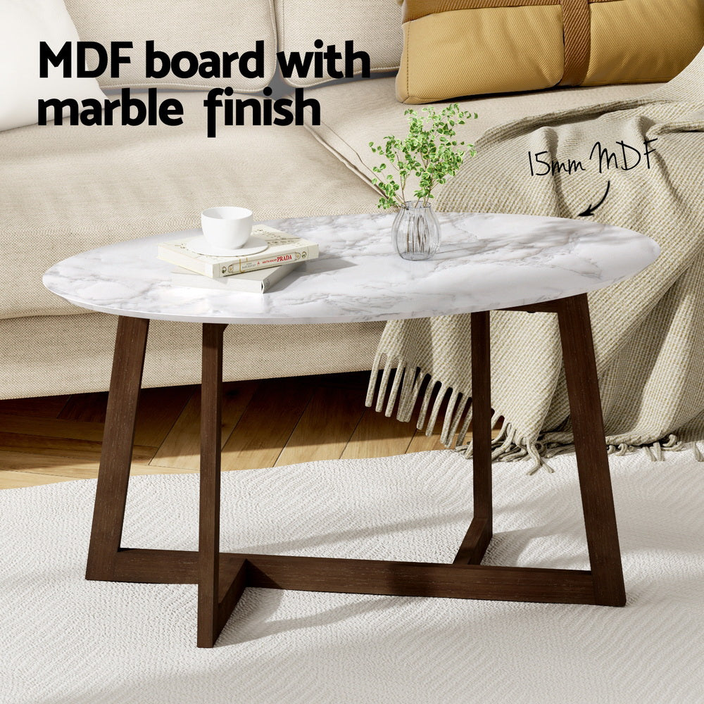Artiss Oval Marble Effect Coffee Table — Allure Home Collections