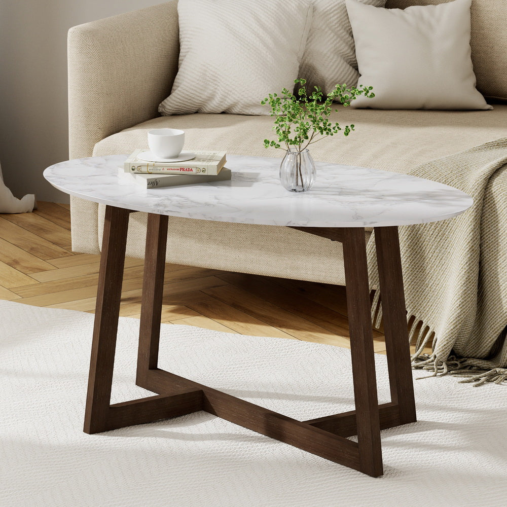 Wandin marble effect coffee table in a modern living room