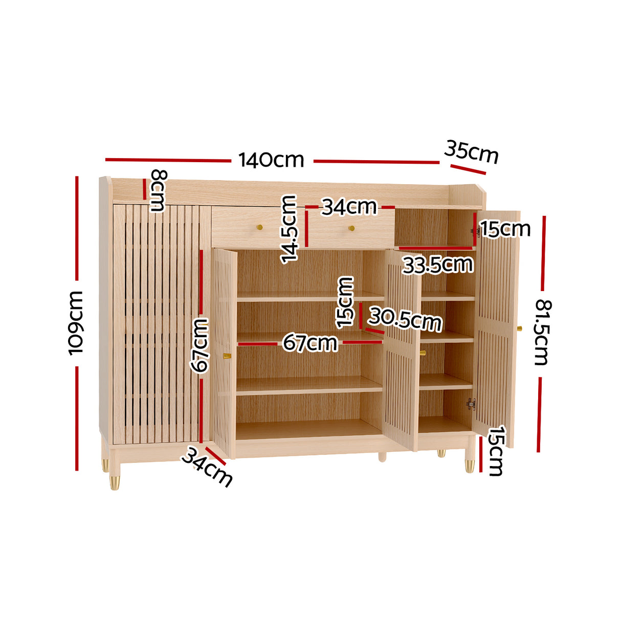 Mortlake 26 Pair Shoe Cabinet, Pine