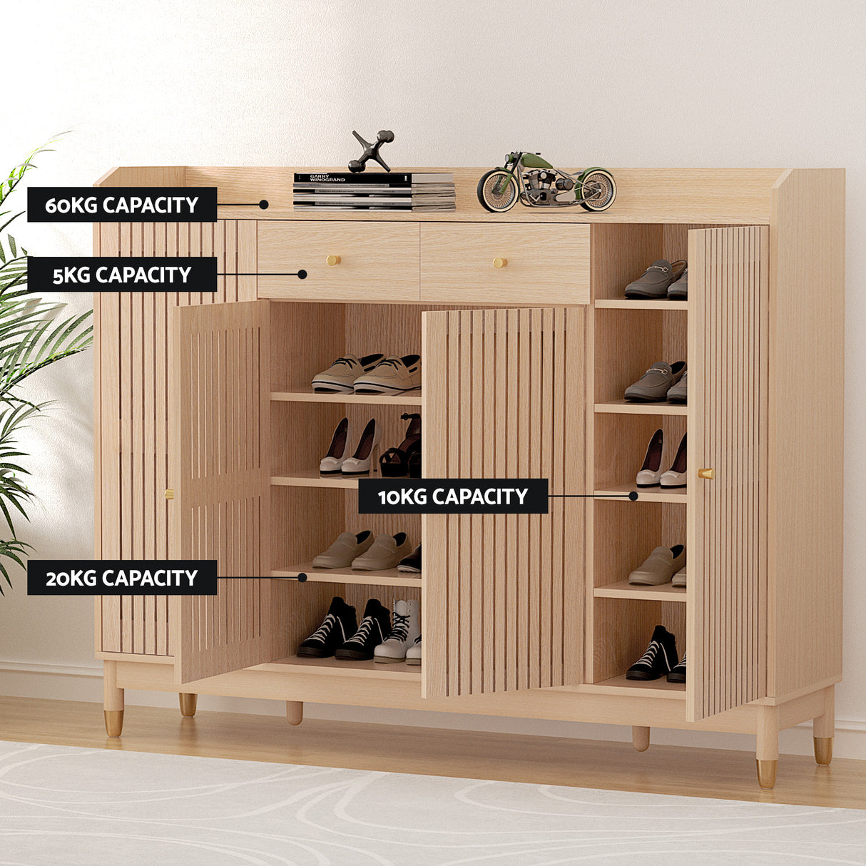 Mortlake 26 Pair Shoe Cabinet, Pine