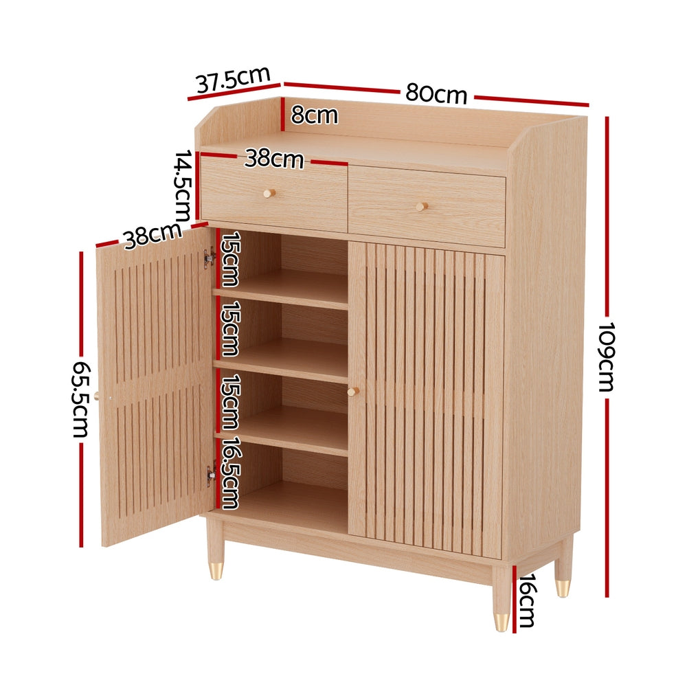 Black Range 4 Tier Shoe Cabinet, Pine image 3
