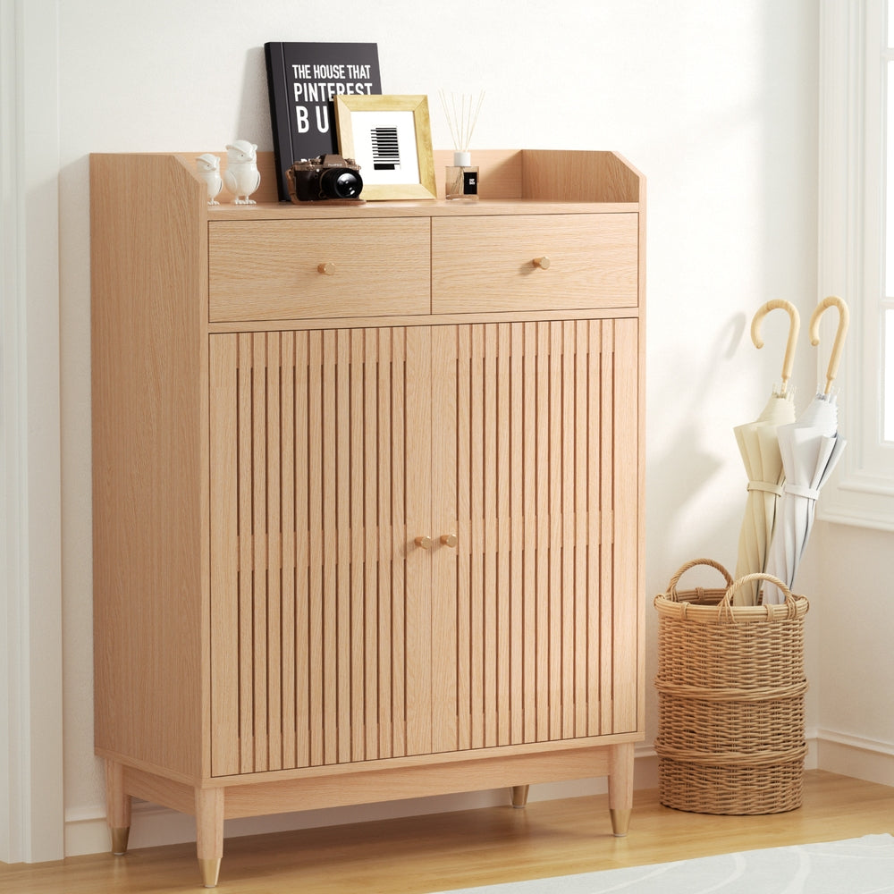 Black Range 4 Tier Shoe Cabinet, Pine image 1