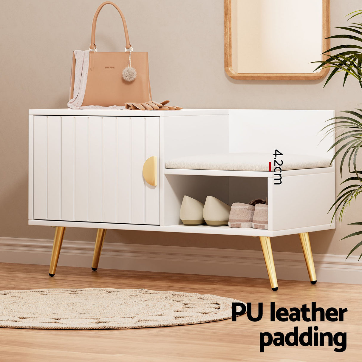 Westmere Shoe Cabinet and Bench Set, White