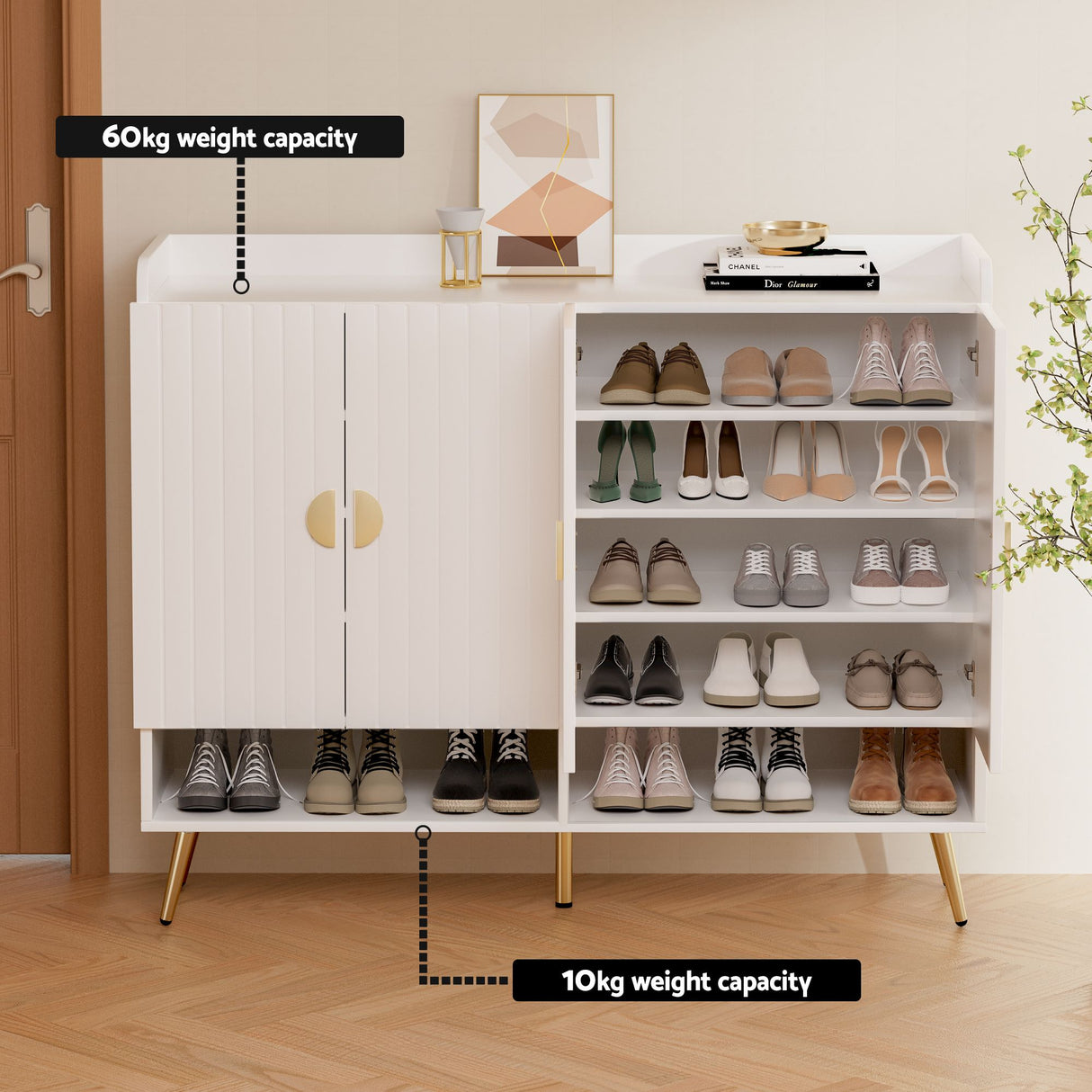 Westmere Shoe Cabinet and Bench Set, White