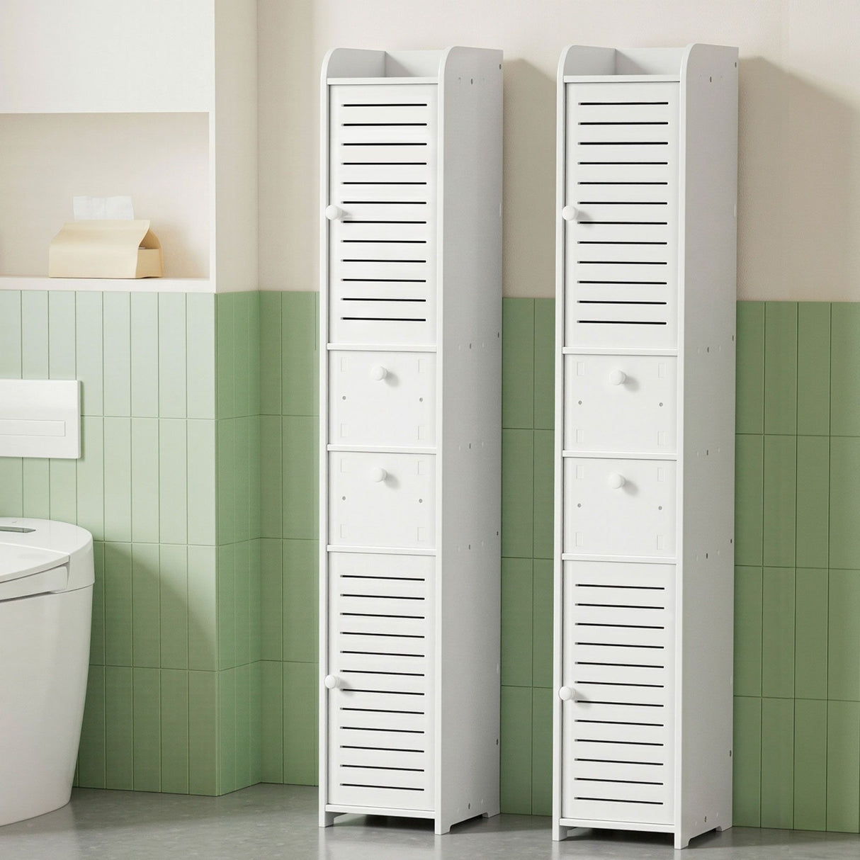 Nangwarry Slim Bathroom Tallboy, White 2pcs image 7