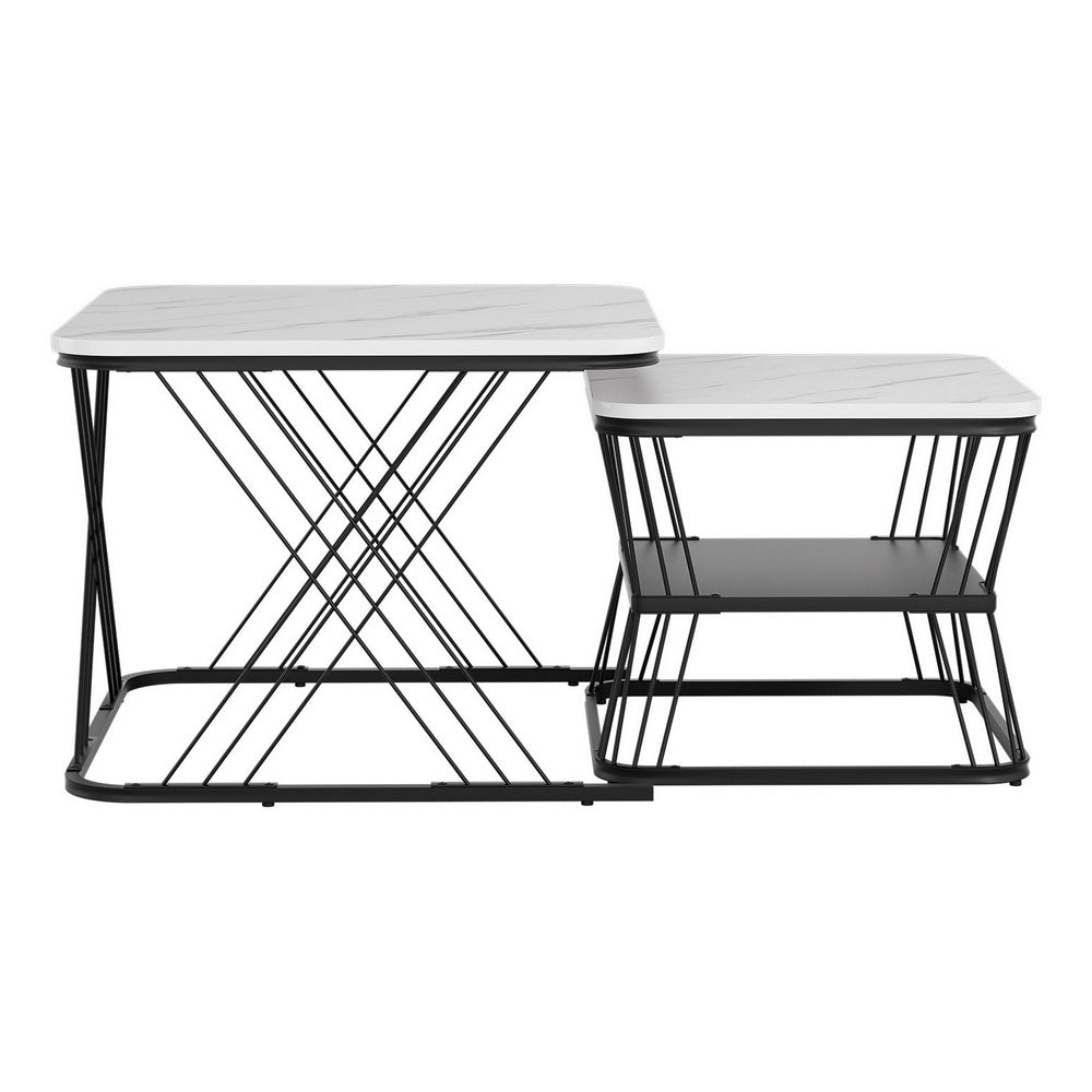 Dixons Creek Nesting Coffee Table 2pcs, White and Black