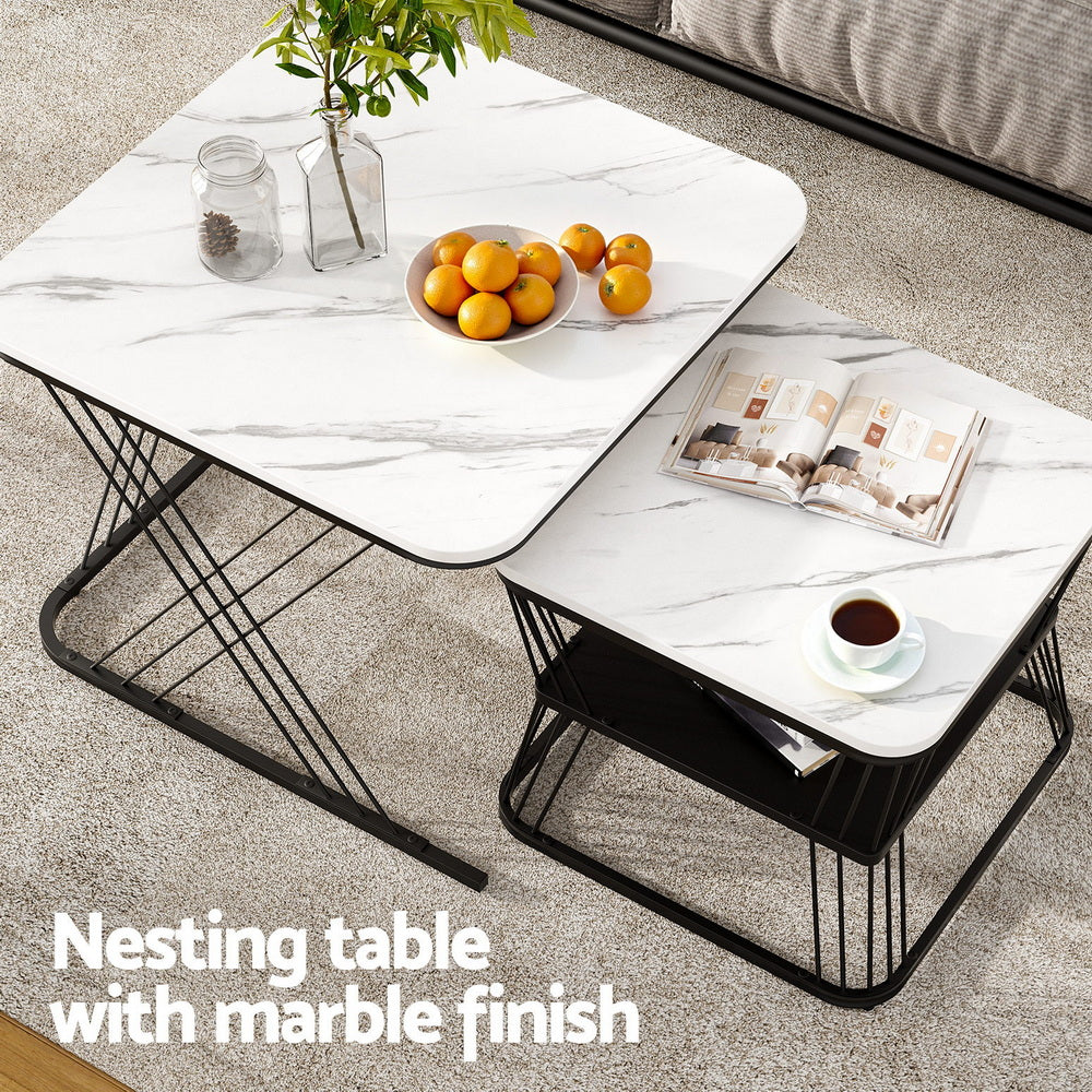 Dixons Creek Nesting Coffee Table 2pcs, White and Black