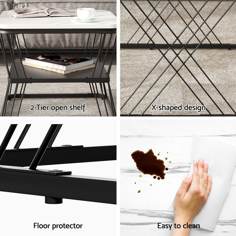 Dixons Creek Nesting Coffee Table 2pcs, White and Black