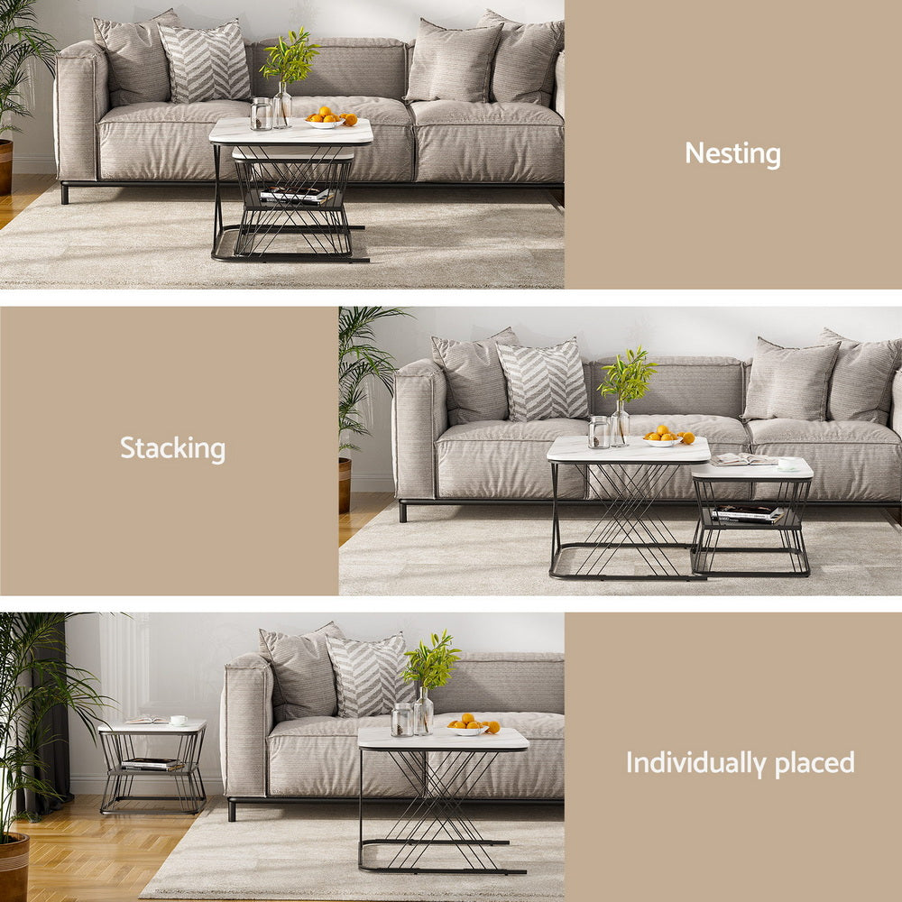 Dixons Creek Nesting Coffee Table 2pcs, White and Black