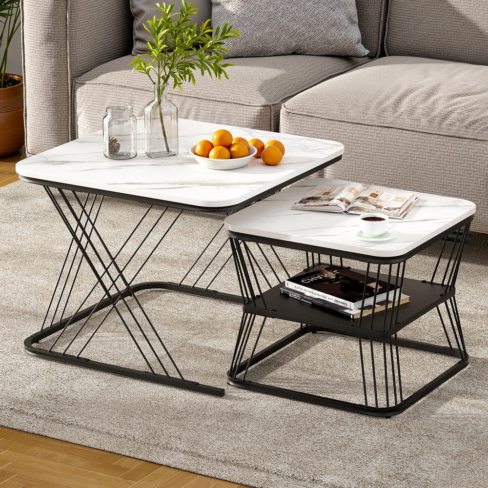Dixons Creek Nesting Coffee Table 2pcs, White and Black