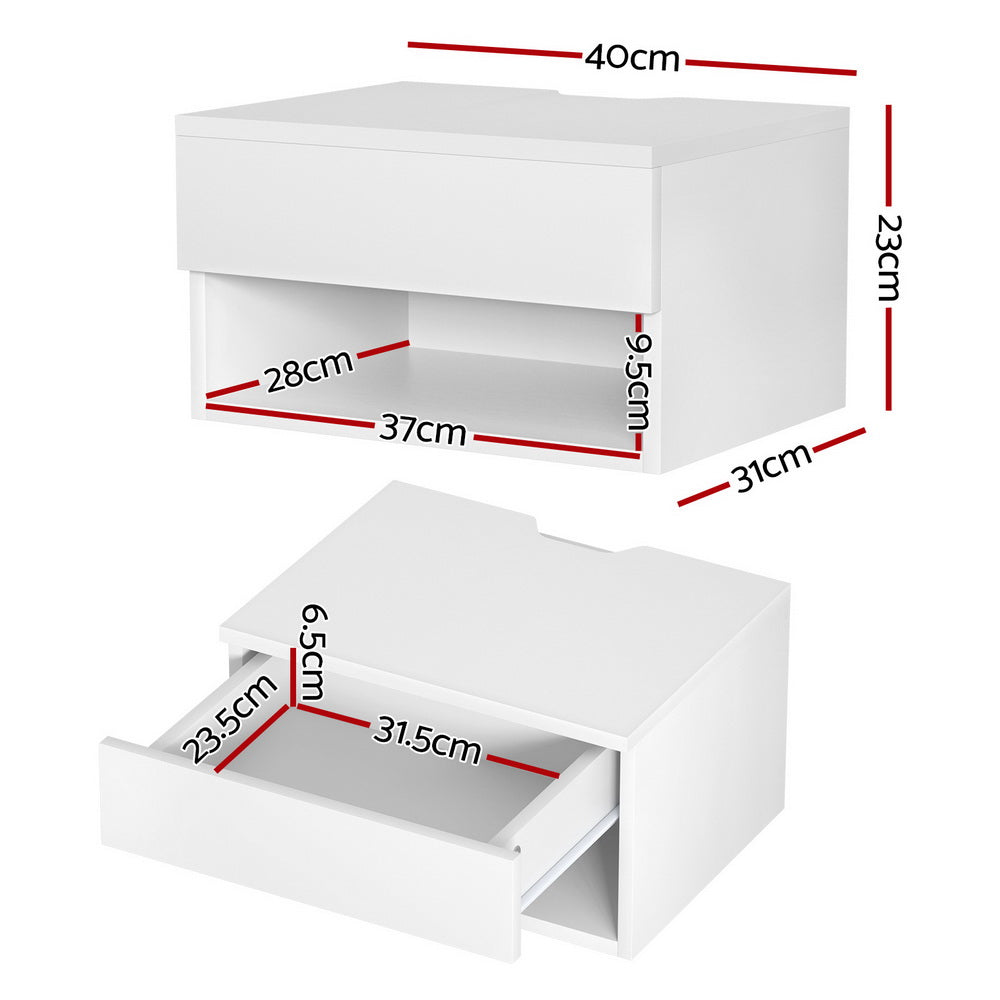 Skennars Head Floating Bedside Table, White