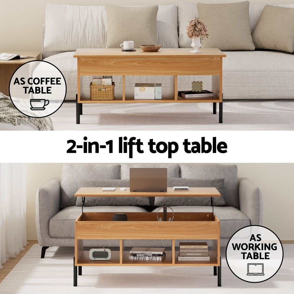 Artiss Lift-Top Coffee Table in Oak — Hidden Storage — Allure Home Collections