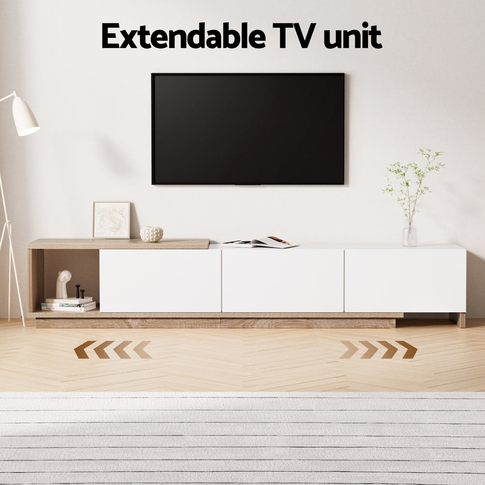 Railton 190cm Extendable TV Unit, Oak and White
