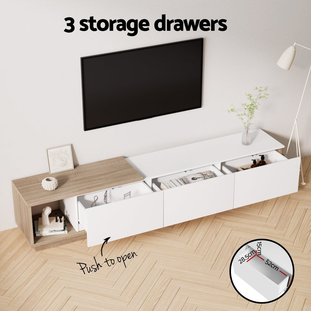 Railton 190cm Extendable TV Unit, Oak and White