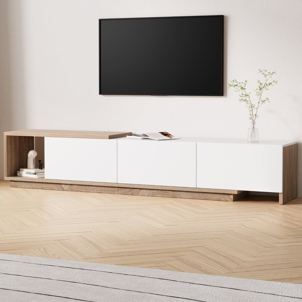 Railton 190cm Extendable TV Unit, Oak and White
