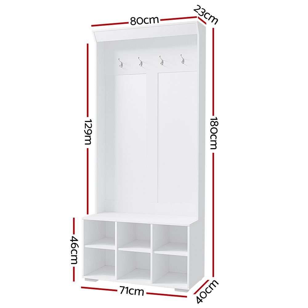 Lake Bolac Hall Tree Shoe Cabinet, White image 3