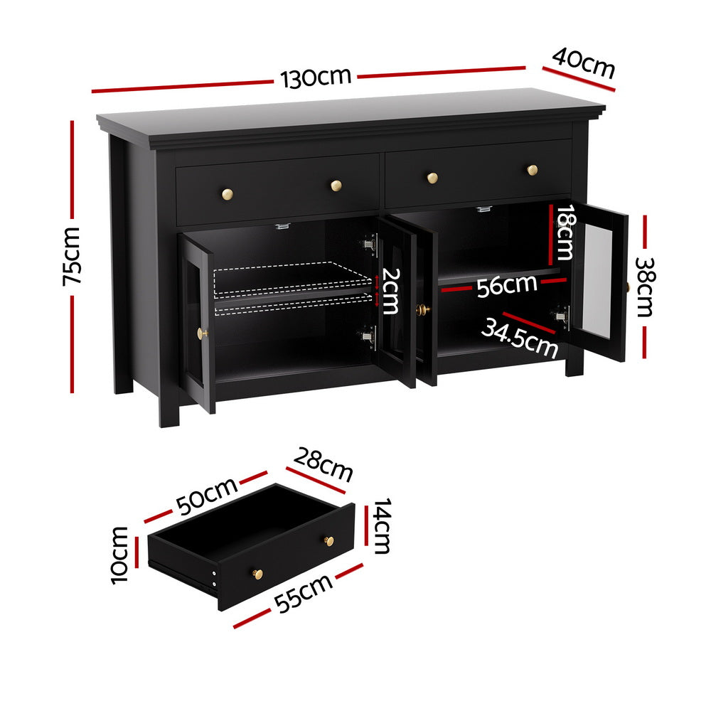 Mildura 2 Door 2 Drawer Buffet Sideboard, Black