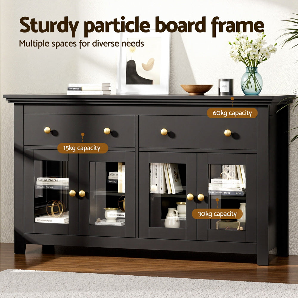 Mildura 2 Door 2 Drawer Buffet Sideboard, Black