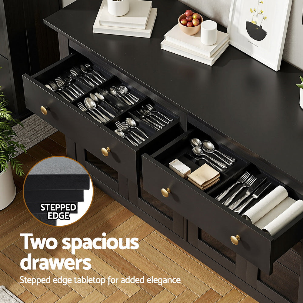 Mildura 2 Door 2 Drawer Buffet Sideboard, Black