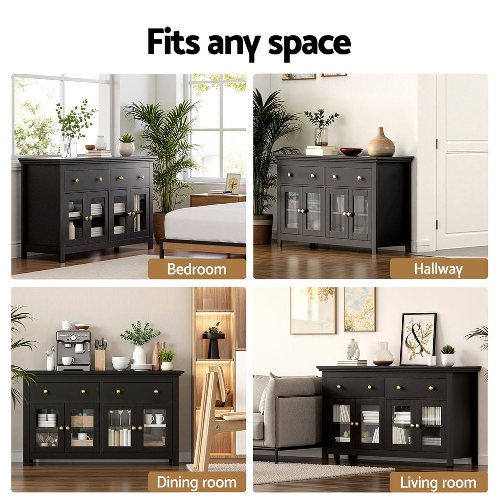 Mildura 2 Door 2 Drawer Buffet Sideboard, Black