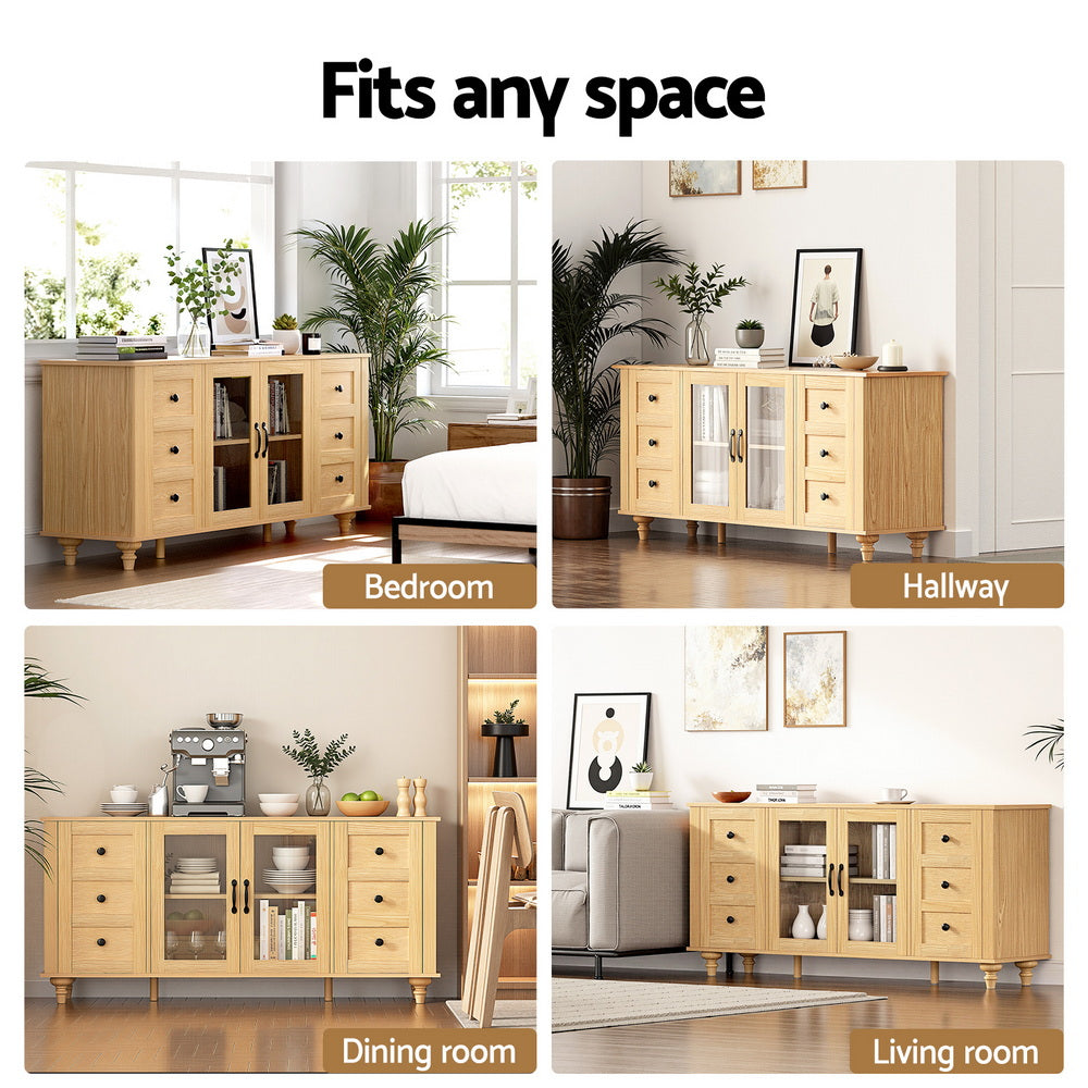 Pyap Buffet Sideboard, Pine and Black