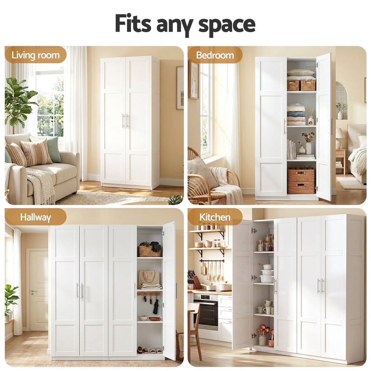 Renmark 2 Door Buffet Sideboard, White 2pcs