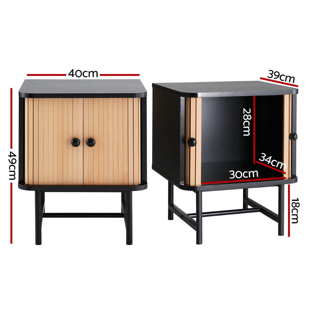 Artiss BORIS Bedside Table with Sliding Fluted Doors — Allure Home Collections
