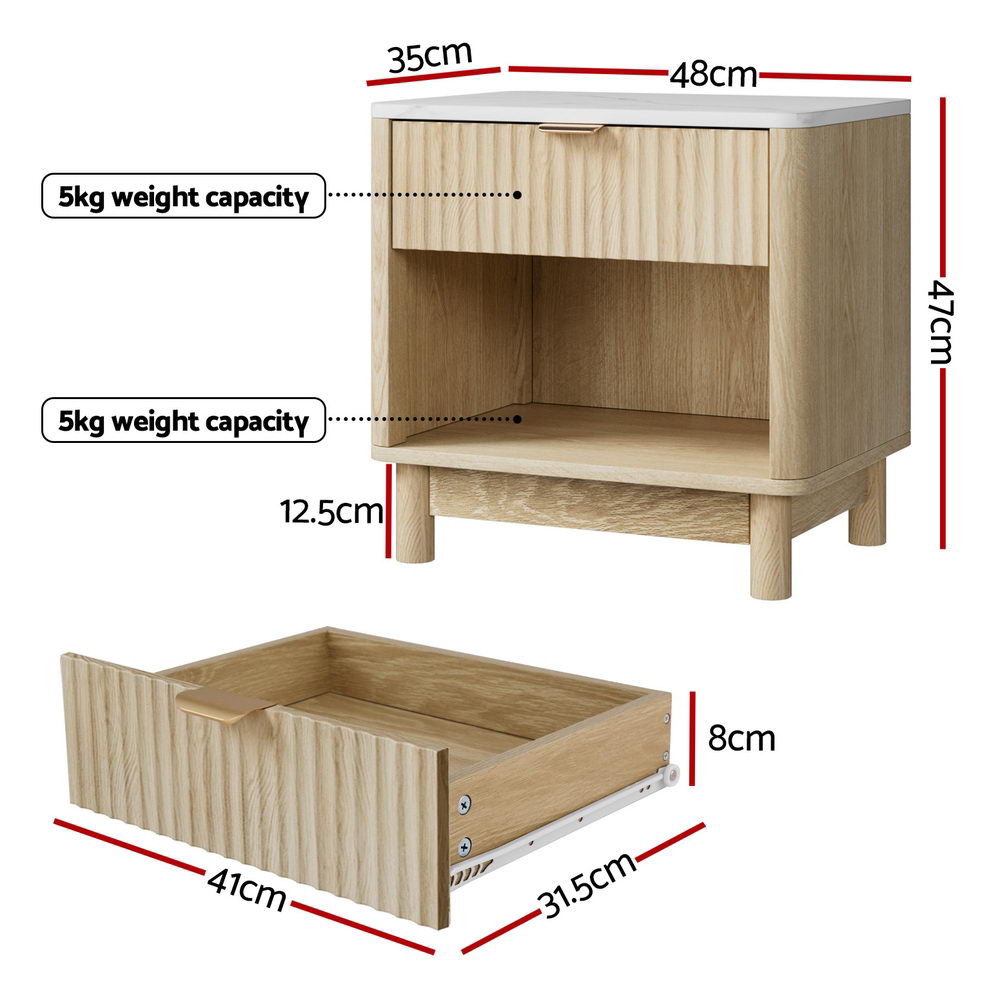Woodburn 1 Drawer Bedside Table, White