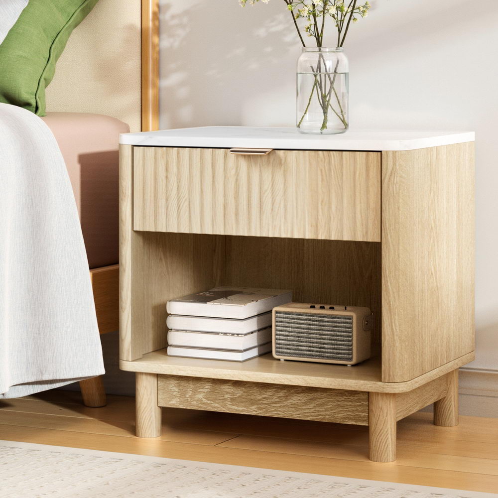 Woodburn 1 Drawer Bedside Table, White