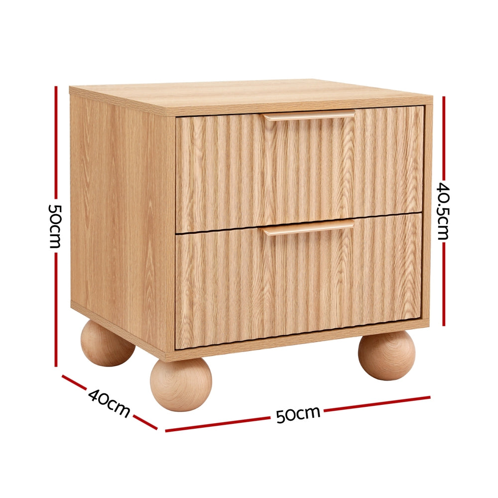 Dalwood 2 Drawer Bedside Table, Pine