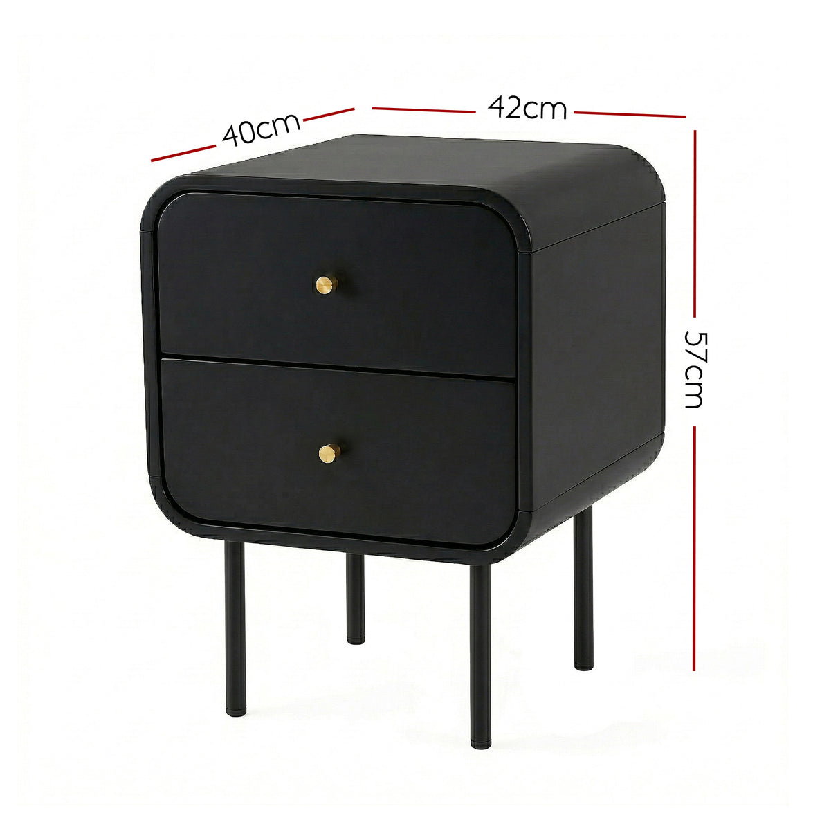 Cabarita Metal Leg Bedside Table, Black
