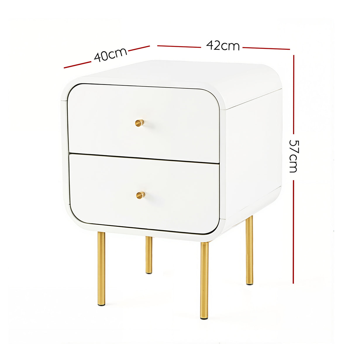 Cabarita Metal Leg Bedside Table, White