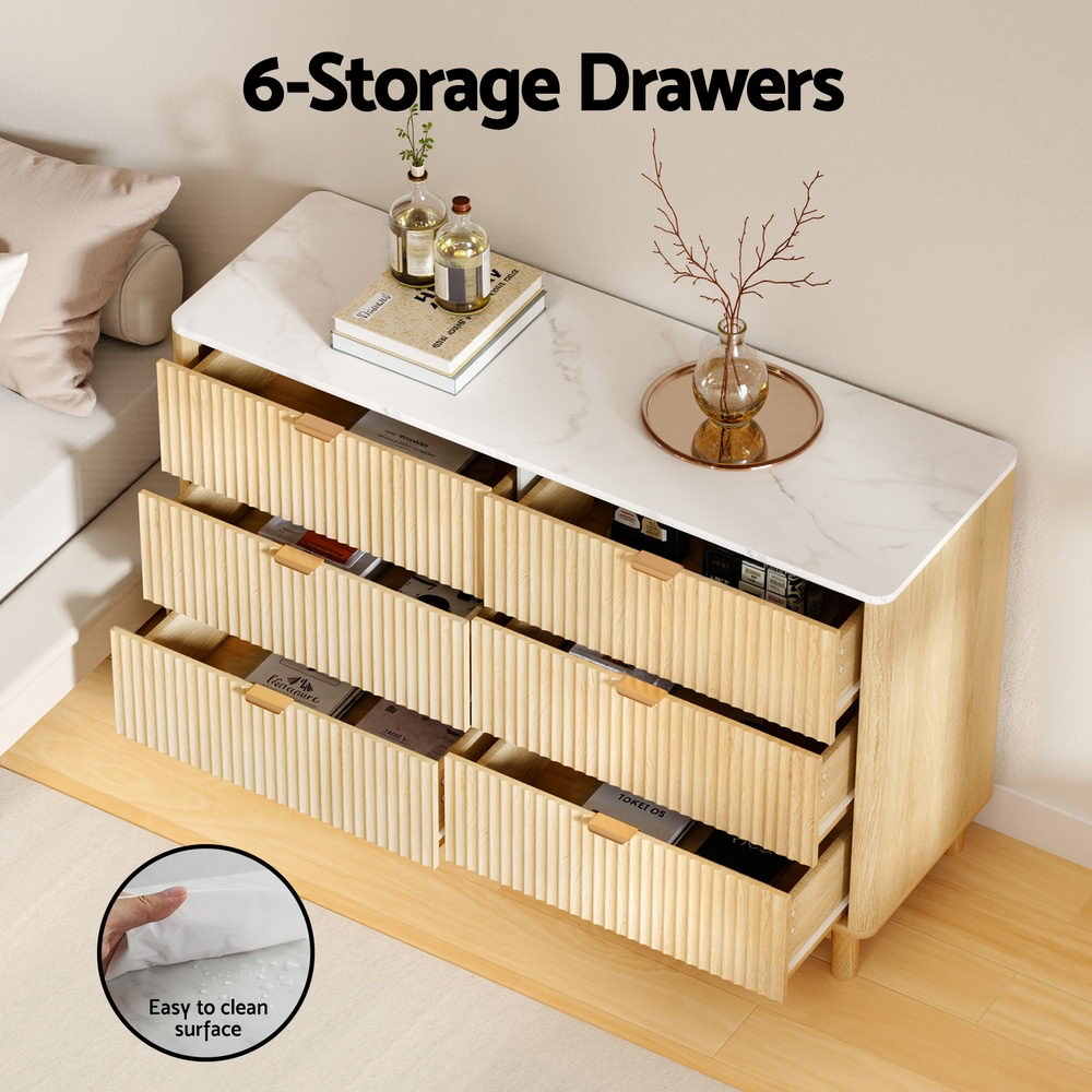 6 Drawer Chest of Drawers Dresser in Pine