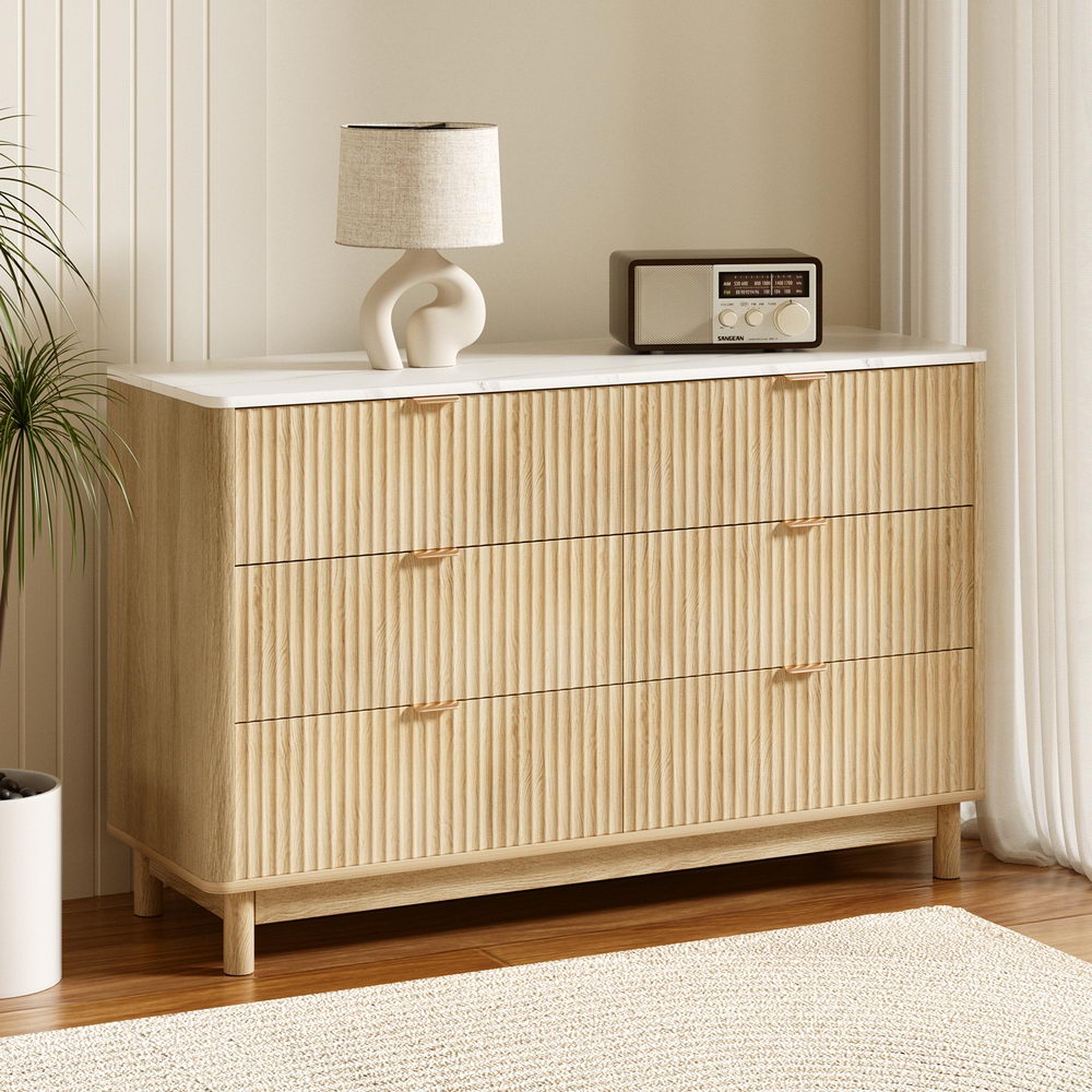 6 Drawer Chest of Drawers Dresser in Pine