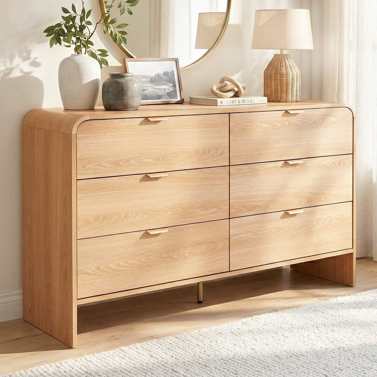 Mandemar 6 Drawer Lowboy, Pine