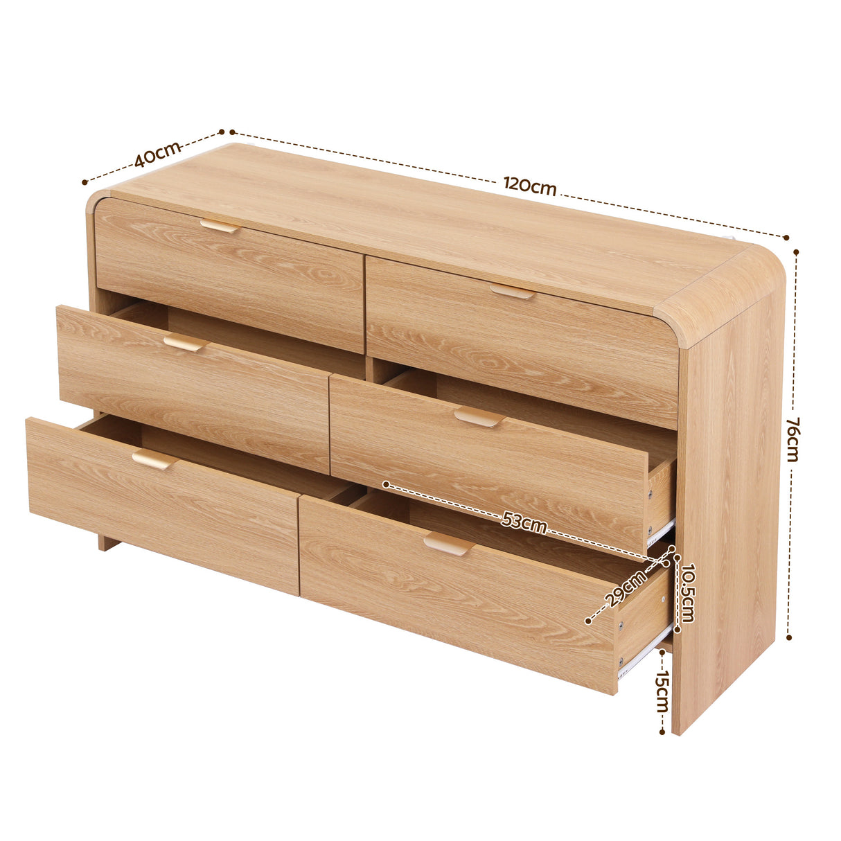 Mandemar 6 Drawer Lowboy, Pine