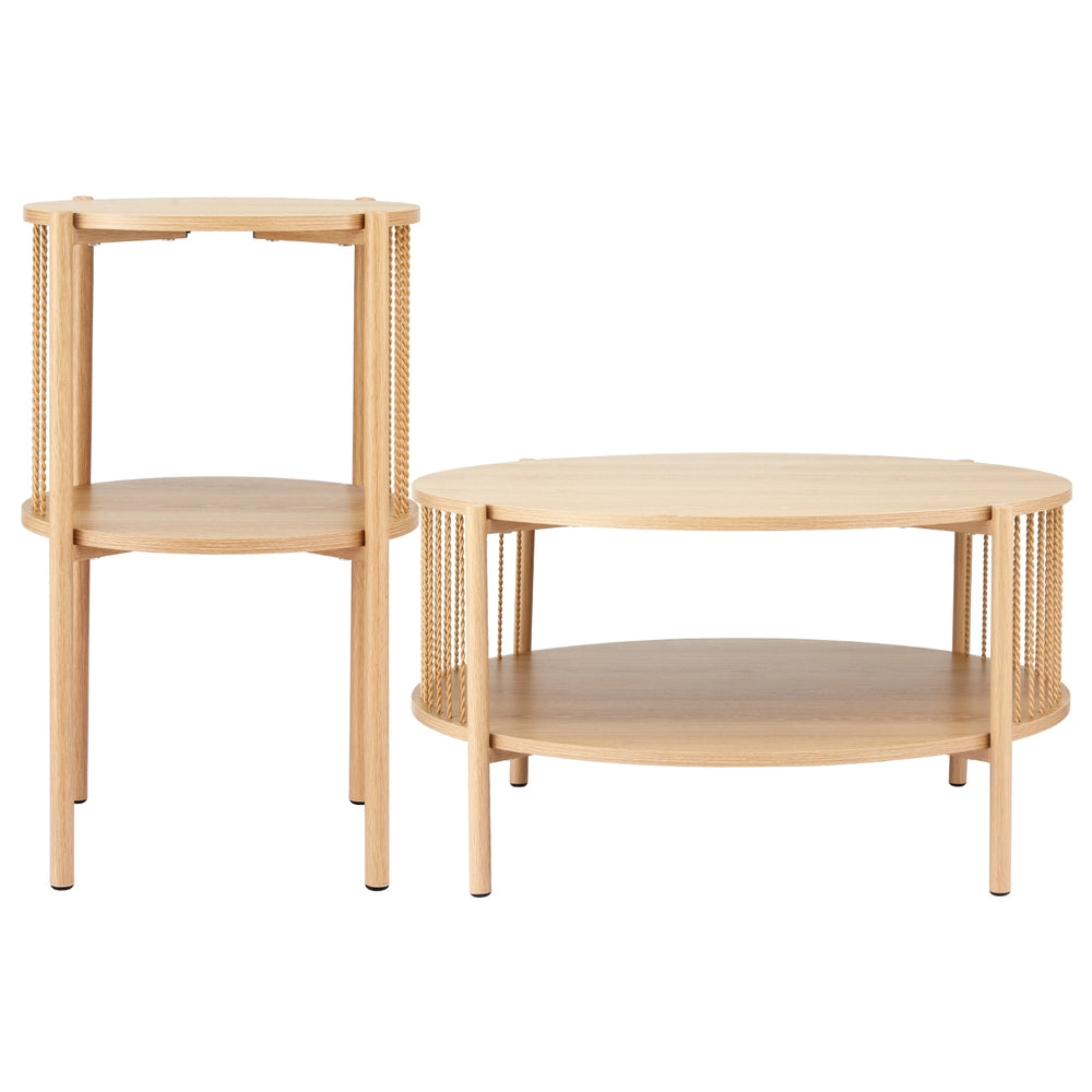 Chum Creek Round Coffee Table 2pcs, Pine