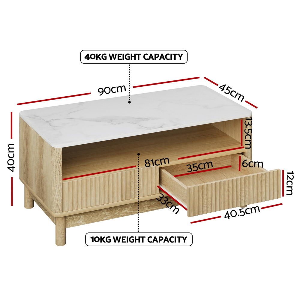 Toolangi Coffee Table, Wood and White